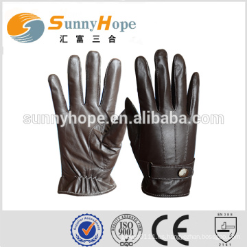 Sunnyhope moda invierno guantes de cuero, piel de cabra tocar guantes